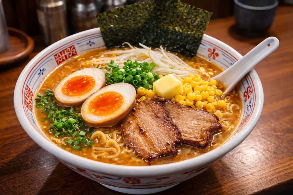 Miso Ramen djup japansk nudelsoppa
