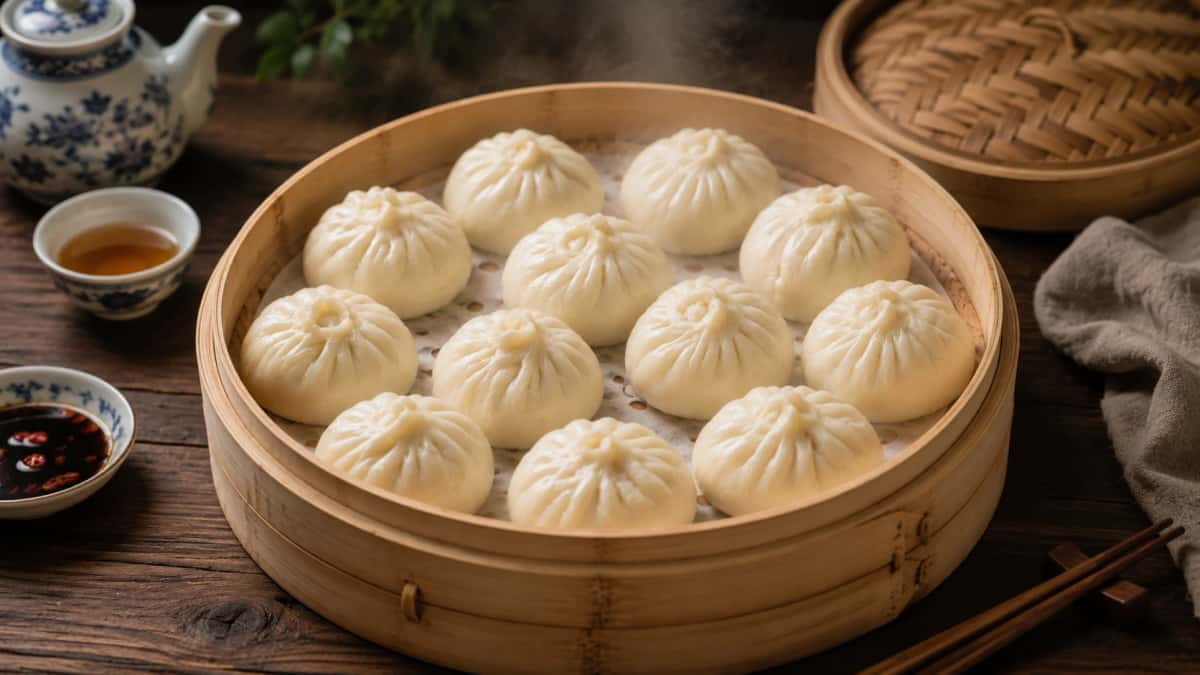 Baozi Kinesiska Ångade Degbullar