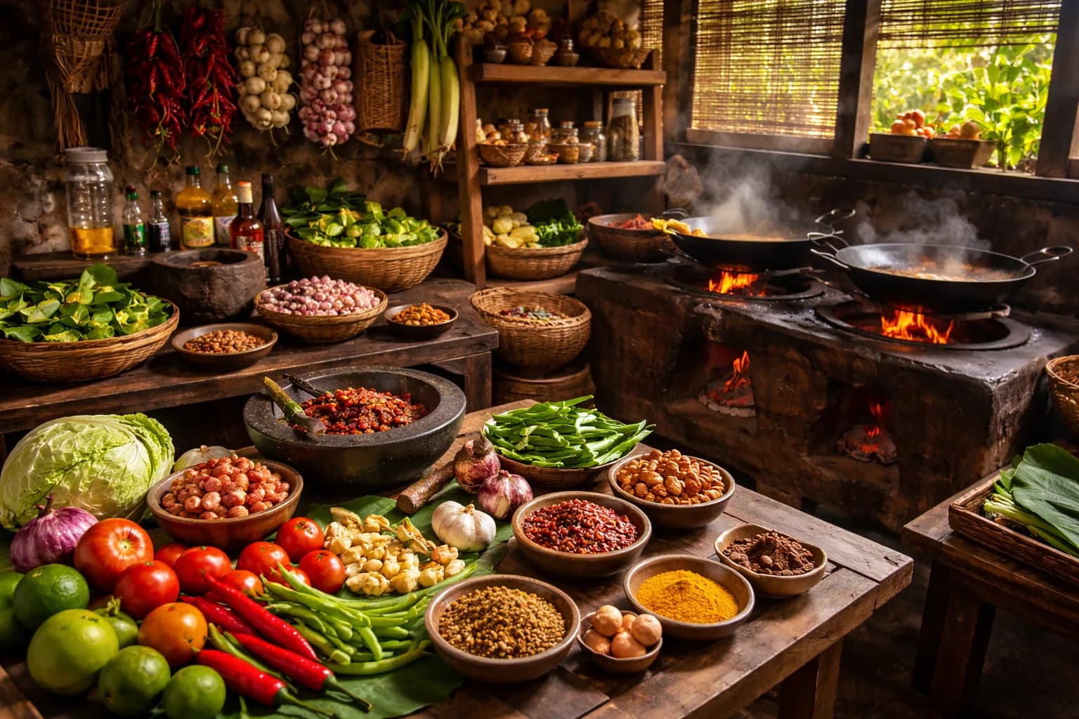 Indonesisk restaurang med rempah-kryddor och sambal