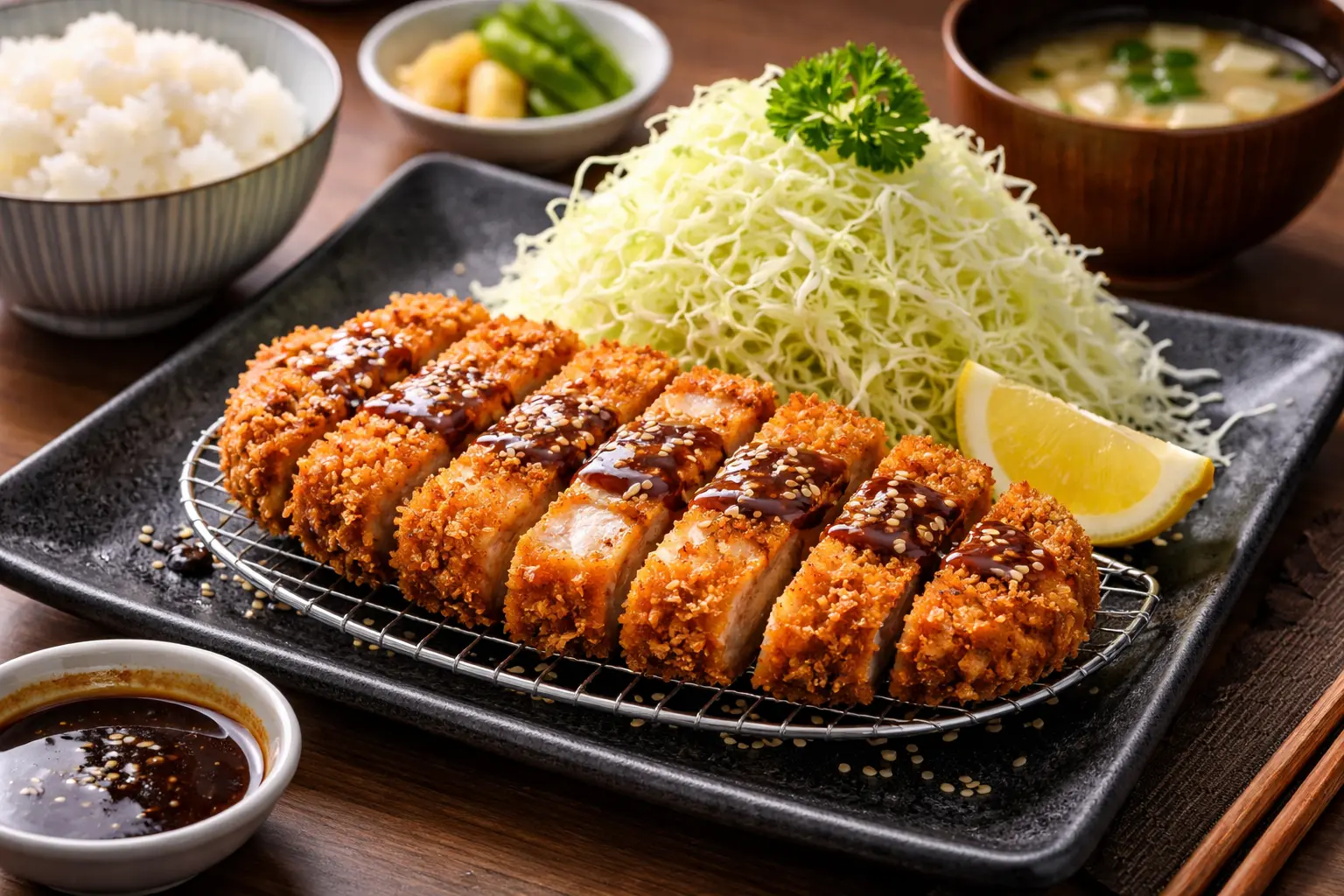 Japansk Tonkatsu Panerad Fläskkotlett