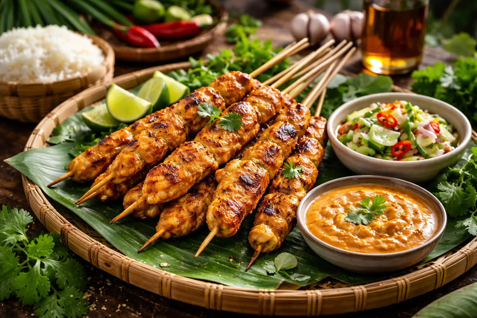Gai Satay - thailändska kycklingspett med jordnötssås