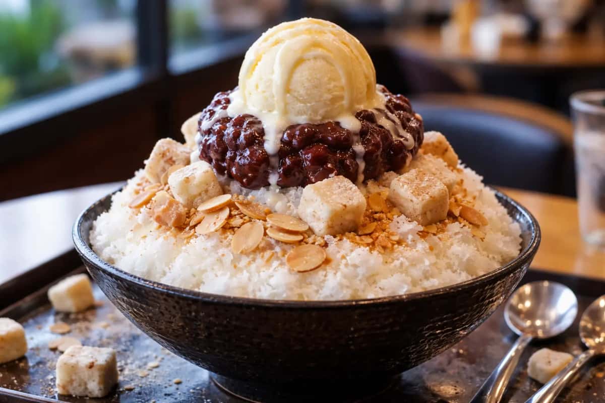 Bingsu koreansk rakad mjölkis